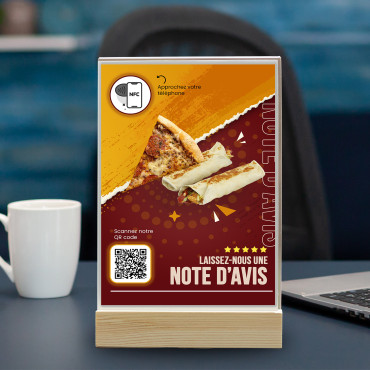NFC en QR-code display voor restaurants (dubbelzijdig)