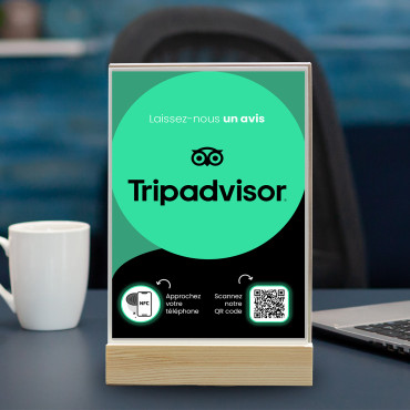 NFC-stativ og QR-kode for Tripadvisor (dobbelsidig)