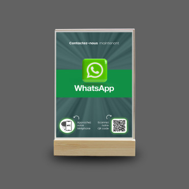 Expositor NFC y código QR para WhatsApp (doble cara)
