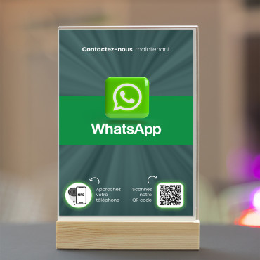 Expositor NFC e código QR para WhatsApp (dupla face)