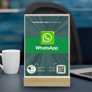 Expositor NFC e código QR para WhatsApp (dupla face)