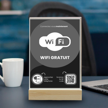 NFC- och QR-koddisplay med automatisk Wifi-åtkomst (dubbelsidig)