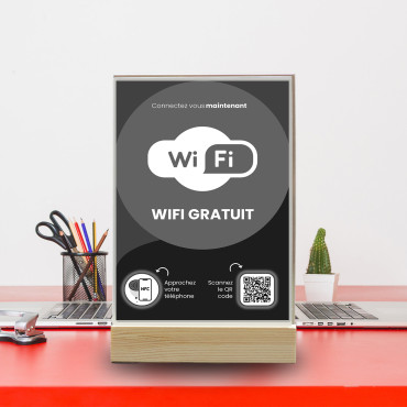 Display NFC e codice QR con accesso Wi-Fi automatico (bifacciale)