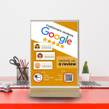 Google NFC and QR code customer reviews display (double sided)