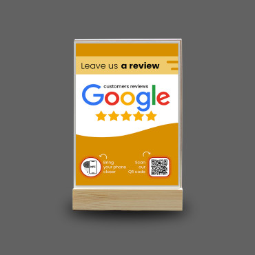 Display connesso Google Review NFC e codice QR (fronte-retro)