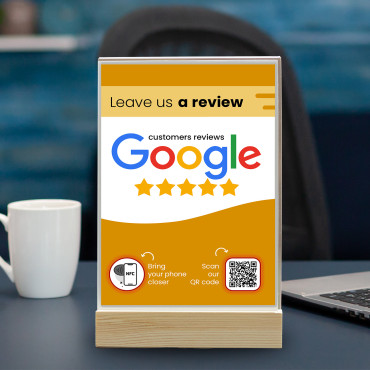 Display conectado Google Review NFC e código QR (dupla face)