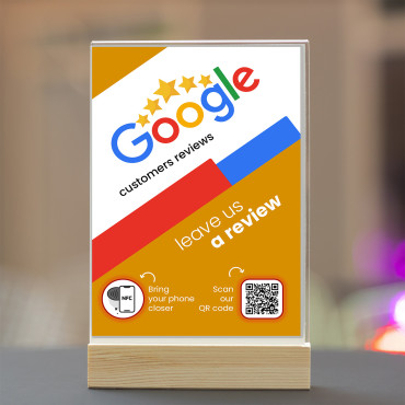 Ühendatud ja kontaktivaba ekraan Google'i ülevaated koos NFC ja QR-koodiga (kahepoolne)