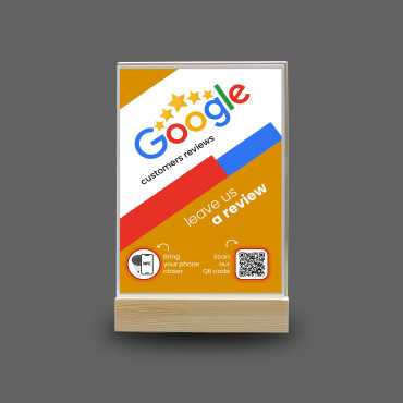 Vernetzte und kontaktlose Anzeige von Google Reviews mit NFC und QR-Code (doppelseitig)