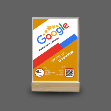 Connected and contactless display Google Reviews with NFC and QR code (double sided)