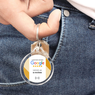 Contactless and connected Google NFC customer review key ring