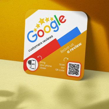 Connected Google Review NFC plate for wall, counter, POS and window