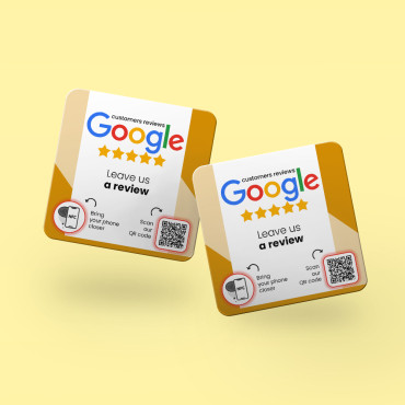 Kontaktlös och uppkopplad Google Review NFC-platta för vägg, disk, kassa och fönster