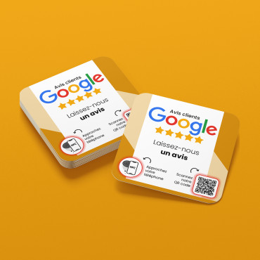 Contactless and connected Google Review NFC plate for wall, counter, POS and window