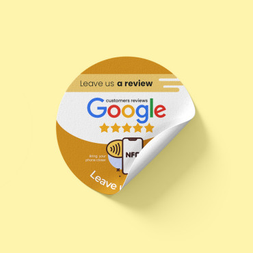 Connected Google Review NFC-mærkat til væg, disk, POS og vindue