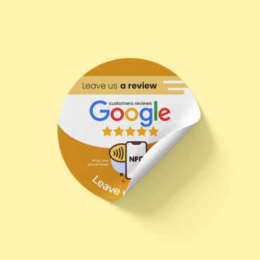 Connected Google Review NFC sticker for wall, counter, POS and window