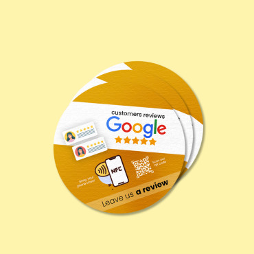 Sticker Avis Google avec puce NFC et QR code pour mur, comptoir, PLV et vitrine