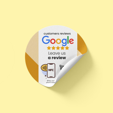 Connected Google NFC Review-mærkat til væg, disk, POS og vindue