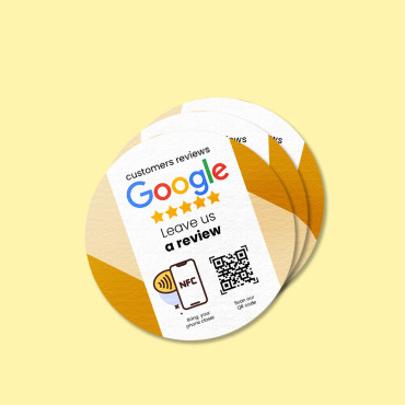 Connected Google NFC Review-mærkat til væg, disk, POS og vindue