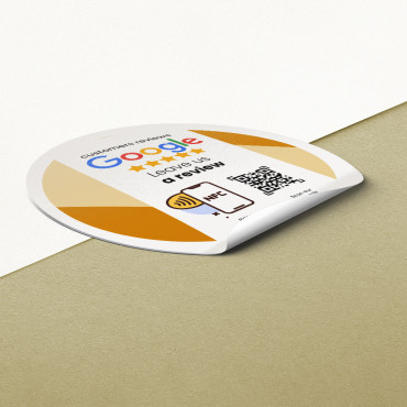 Συνδεδεμένο αυτοκόλλητο Google NFC Review για τοίχο, πάγκο, POS και παράθυρο