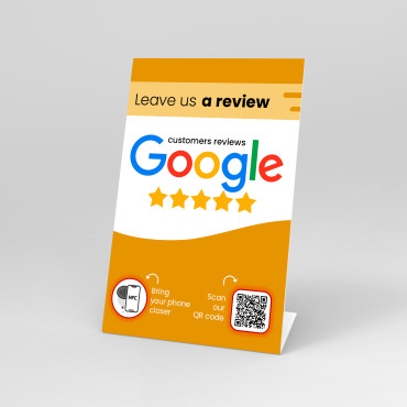 Caballete de revisión de códigos QR y NFC de Google