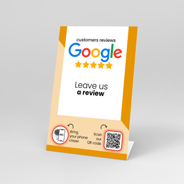 Google Reviews easel with NFC chip and QR code