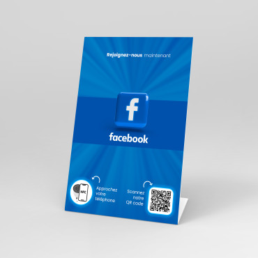 NFC Facebook easel with NFC chip and QR code
