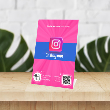 NFC Instagram easel with NFC chip and QR code