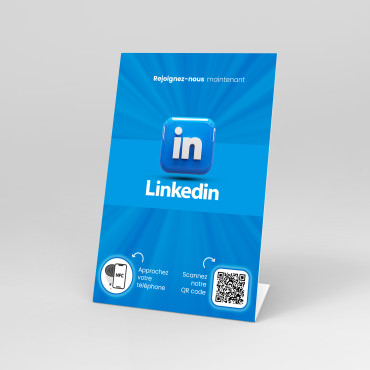 LinkedIn NFC easel with NFC chip and QR code