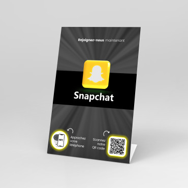Chevalet NFC Snapchat avec puce NFC et QR code