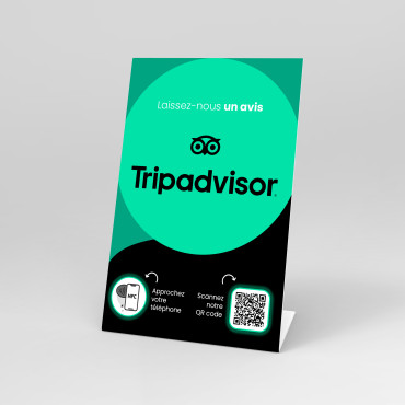 Tripadvisor NFC καβαλέτο με τσιπ NFC και κωδικό QR