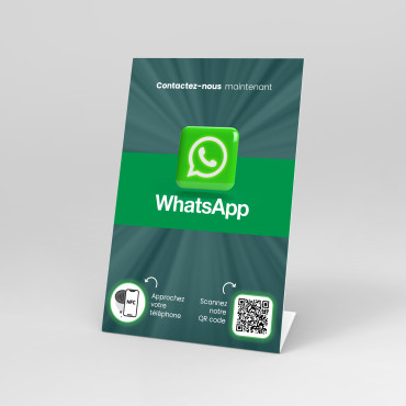 NFC WhatsApp easel with NFC chip and QR code