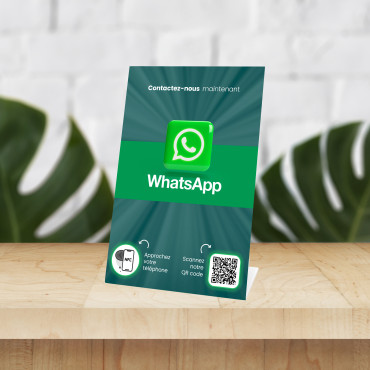 NFC WhatsApp easel with NFC chip and QR code