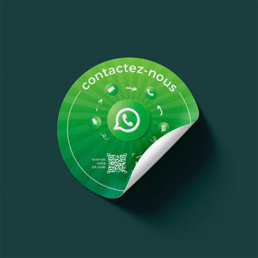 Connected WhatsApp NFC sticker for wall, counter, POS and showcase