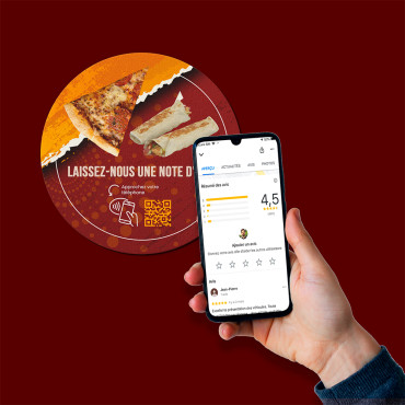 Connected NFC Restaurant sticker for wall, counter, POS and showcase