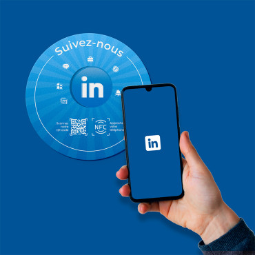 Connected LinkedIn NFC sticker for wall, counter, POS and showcase