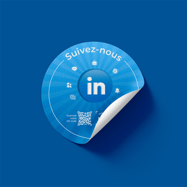Yhdistetty LinkedIn NFC -tarra seinälle, tiskille, myyntipisteelle ja vitriinille