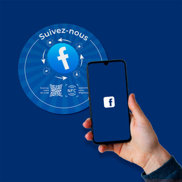 Connected Facebook NFC sticker for wall, counter, POS and showcase