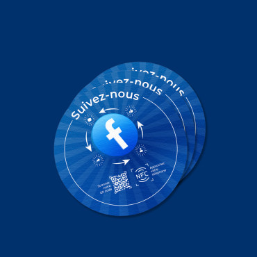 Sticker NFC Facebook connecté pour mur, comptoir, PLV et vitrine
