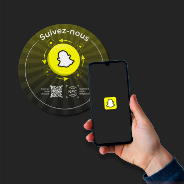 Connected NFC Snapchat sticker for wall, counter, POS and showcase