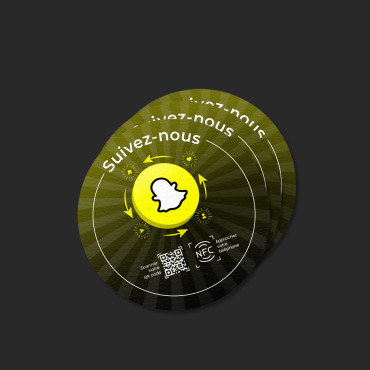 Csatlakoztatott NFC Snapchat matrica falra, pultra, POS-ra és vitrinre