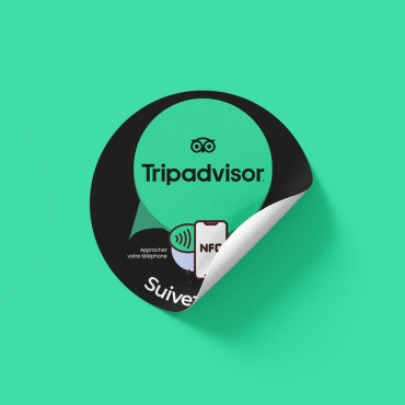Sticker NFC Tripadvisor connecté pour mur, comptoir, PLV et vitrine