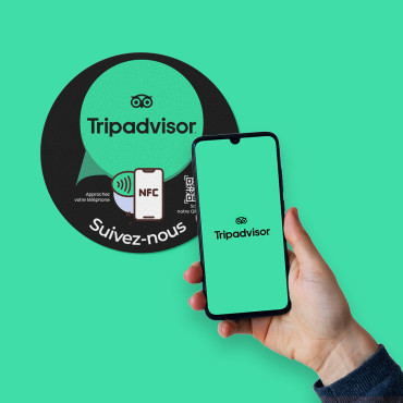 Συνδεδεμένο αυτοκόλλητο Tripadvisor NFC για τοίχο, πάγκο, POS και βιτρίνα