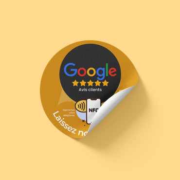 NFC sticker Avis Google connected for wall, counter, POS and showcase