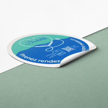 Connected Doctolib NFC sticker for wall, counter, POS and showcase