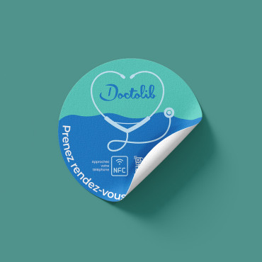 Connected Doctolib NFC sticker for wall, counter, POS and showcase