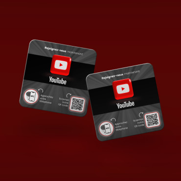 Placa conectada ao YouTube por NFC para parede, balcão, PDV e vitrine