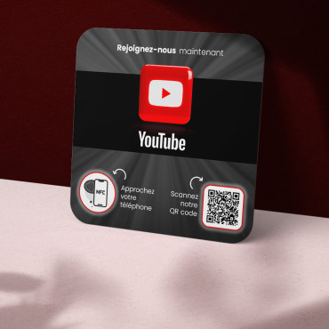 Płytka z łączem NFC YouTube do ściany, lady, punktu sprzedaży i prezentacji
