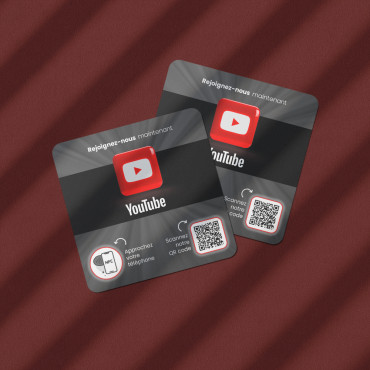 Placa conectada ao YouTube por NFC para parede, balcão, PDV e vitrine