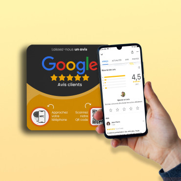 Connected Google Customer Reviews NFC plate for wall, counter, POS and showcase