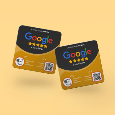 Ühendatud Google'i klientide arvustuste NFC-plaat seina, leti, müügikoha ja vitriin jaoks
